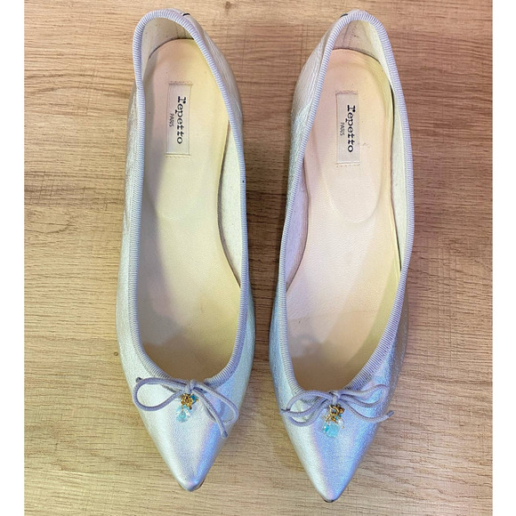 Repetto Paris Brigitte Metallic Silver Ballerina Style Pumps W/Charms RARE - Picture 10 of 14
